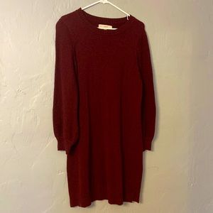 Knit sweater dress with bishop sleeves